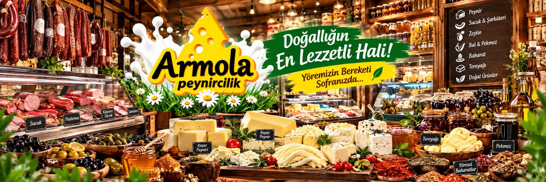 Armola Peynircilik şarküteri ürünleri – Diyarbakır yöresel peynir, sucuk, kaşar peyniri, tereyağı, bal, pekmez, zeytin ve baharat çeşitleri